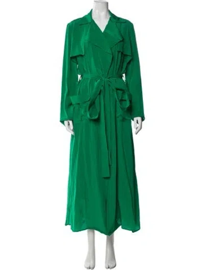 Pre-owned Semsem Silk Trench Coat W/ Tags In Green