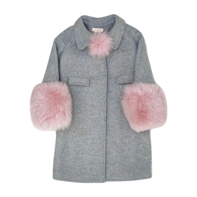 Semsem Kids' Tala Coat With Fur In Smoke Grey