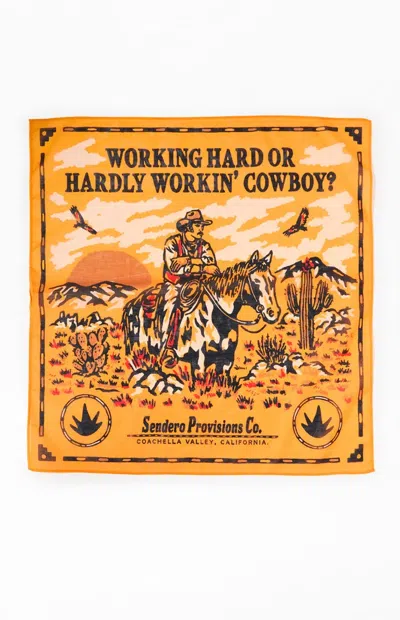 Sendero Hardly Workin' Cowboy Bandana In Orange