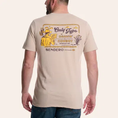 Sendero Men's Sand Cowboy Drawin' Graphic T-shirt