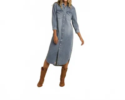 Sendero Provisions Co. Annie Pearl Snap Dress In Denim In Gray