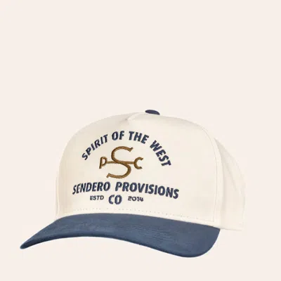 Sendero Provisions Co. Bone & Navy S Bar Logo Cap In White