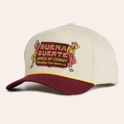 Sendero Provisions Co Buena Suerte Cream & Maroon Curved Bill Cap In White