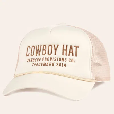 Sendero Provisions Co. Cream & Brown Cowboy Hat Rope Cap In White