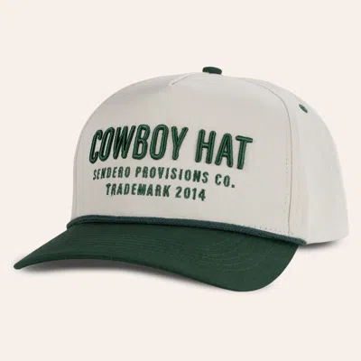 Sendero Provisions Co. Cream & Green Cowboy Hat Embroidered Rope Curved Bill Cap In White