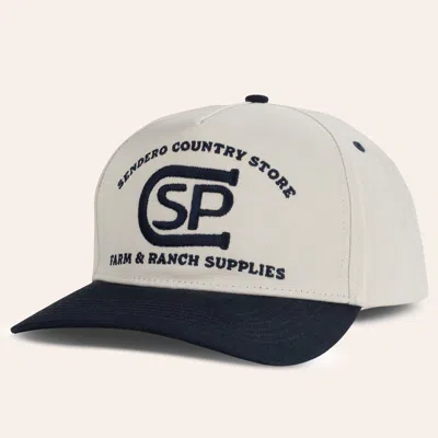 Sendero Provisions Co. Cream & Navy Ranch Supplies Embroidered Curved Bill Cap In White