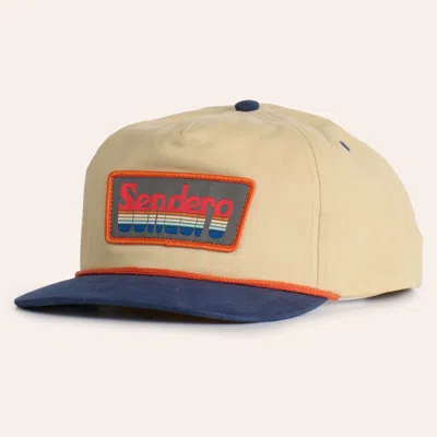 Sendero Provisions Co. Cream & Navy Retro Logo Patch Rope Curved Bill Unstructured Cap In White
