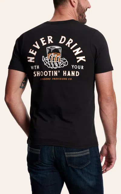 Sendero Provisions Co. Men's Black Shootin' Hand Logo Graphic T-shirt