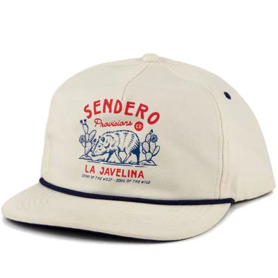Sendero Provisions Co. Men's Bone La Javelina Logo Front Snap Back Cap In White