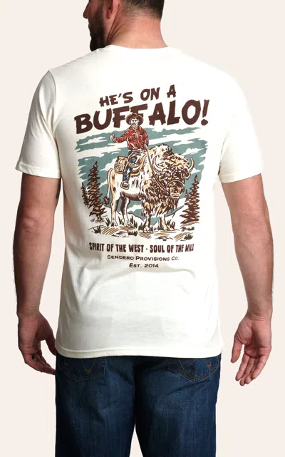 Sendero Provisions Co. Men's White Buffalo Logo Graphic T-shirt