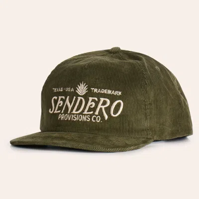 Sendero Provisions Co. Olive Logo Embroidered Flat Bill Corduroy Unstructured Cap In Green