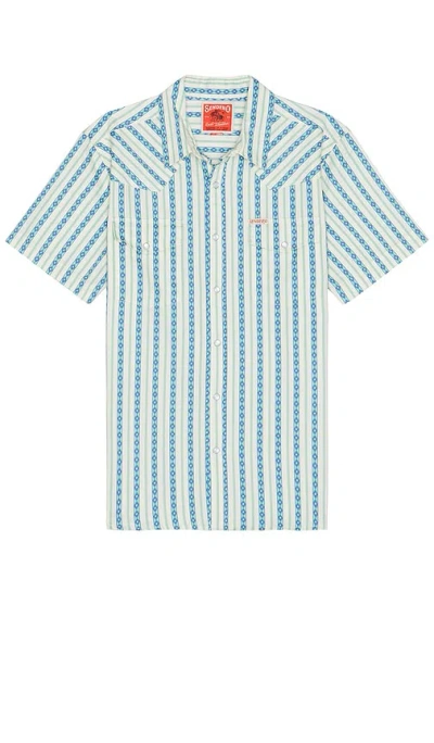 Sendero Provisions Co. Serape Pearl Snap Short Sleeve Shirt In 青色