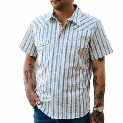 Sendero Provisions Co. Serape Pearl Snap Short Sleeve Top In Teal In Blue