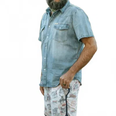Sendero Provisions Co. Wyatt Pearl Snap Short Sleeve Shirt In Vintage Denim In Blue