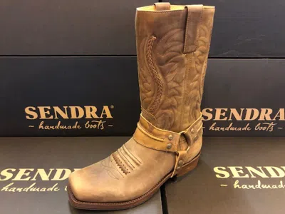 Pre-owned Sendra Boots Style 12209 Brown Biker Leather Western Cowboy Boots