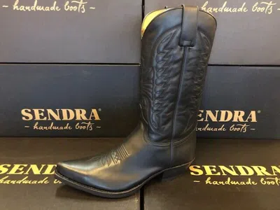 Pre-owned Sendra Boots Style 2073 Black Leather Western Cowboy Boots