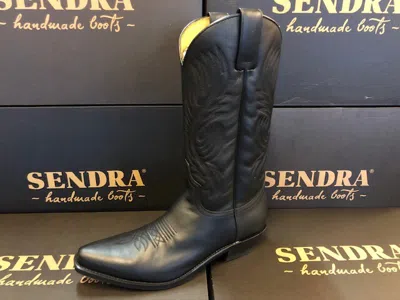 Pre-owned Sendra Boots Style 2605 Black Leather Western Cowboy Boots