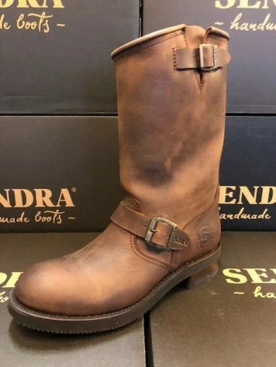 Pre-owned Sendra Boots Style 2944 Brown Leather Western Cowboy Biker Boots