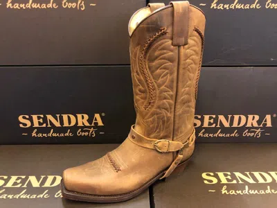 Pre-owned Sendra Boots Style 3434 Brown Leather Western Biker Cowboy Boots