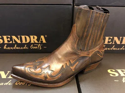 Pre-owned Sendra Boots Style 4660 Brown Leather Western Cowboy Biker Boots