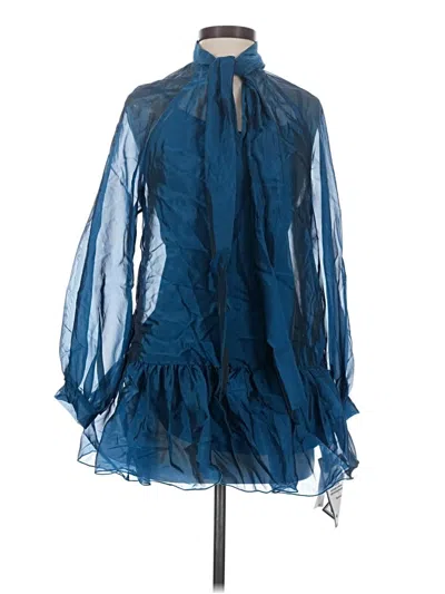 Pre-owned Seni & Cade 3/4 Sleeve Top Blue Ruffles Neckline Tops