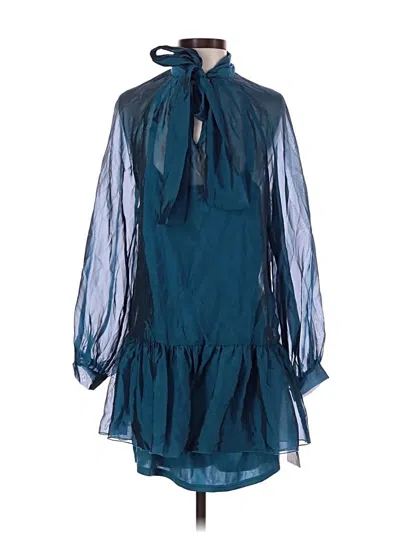 Pre-owned Seni & Cade 3/4 Sleeve Top Teal Tie Neck Tops