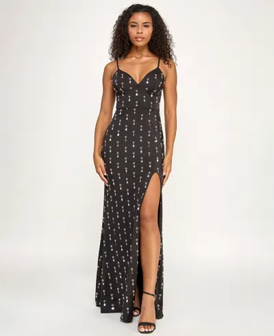 Seni & Cade Junior's Plunging V-neck Sleeveless Long Dress In Black