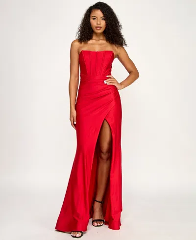 Seni & Cade Junior's Strapless Bustier Long Dress In Animal Print
