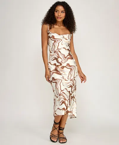Seni & Cade Juniors' Abstract Print Midi Dress In White
