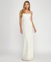 Seni & Cade Juniors' Back-slit Lace Gown In Ivory