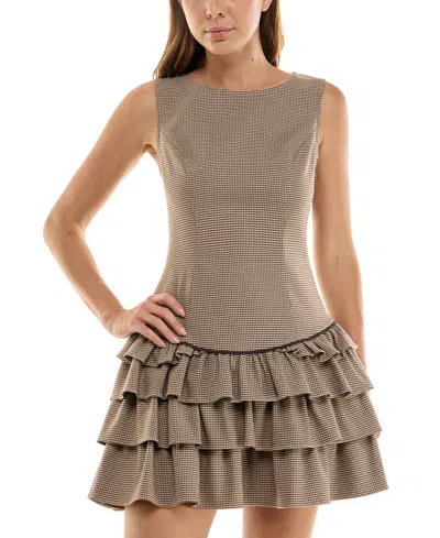 Seni & Cade Juniors' Boat Neck Short Dress In Brown