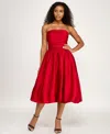 Seni & Cade Juniors' Bubble Strapless Midi Dress In Red