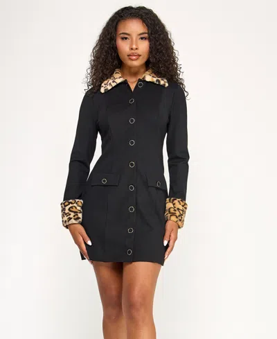 Seni & Cade Juniors' Cheetah Trim Jacket Dress In Blue