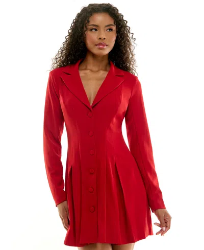 Seni & Cade Juniors' Collared Long Sleeve Suit Jacket Dress In Animal Print