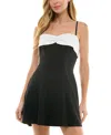 Seni & Cade Juniors' Contrast-trim Scuba Crepe Dress In White,black