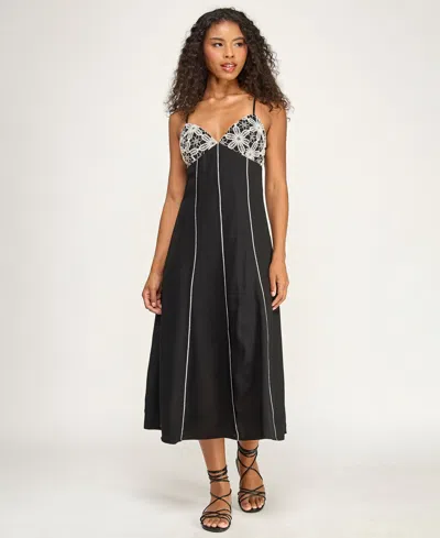 Seni & Cade Juniors' Crochet Trim Midi Dress In Multi