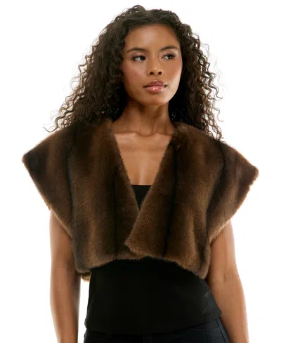 Seni & Cade Juniors' Cropped Faux-fur Vest In Multi