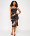 Seni & Cade Juniors' Embellished-strap Mesh Midi Dress