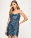 Seni & Cade Juniors' Embroidered Sequined Bodycon Dress In Blue