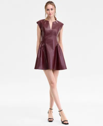 Seni & Cade Juniors' Faux Leather Mini Dress In Purple