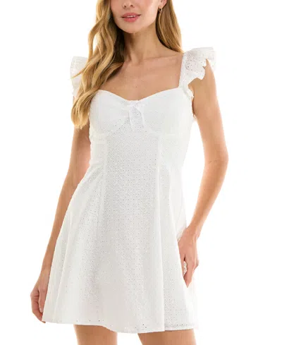 Seni & Cade Juniors' Fit & Flare Eyelet Dress In White
