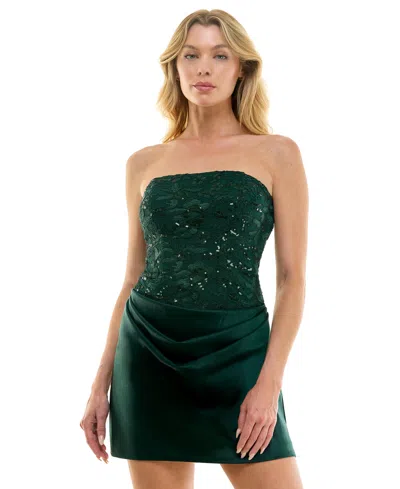 Seni & Cade Juniors' Floral Applique Fit & Flare Dress In Green