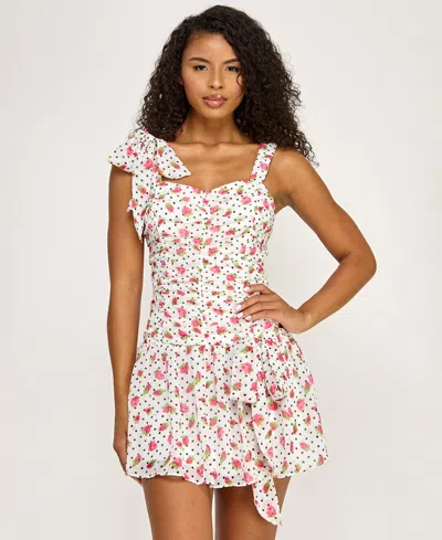 Seni & Cade Juniors' Floral Polka Dot Short Dress In Pattern
