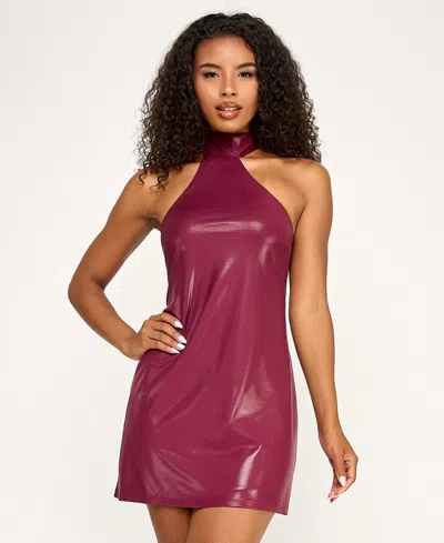 Seni & Cade Juniors' Foil Draped Scarf One-shoulder Dress In Purple