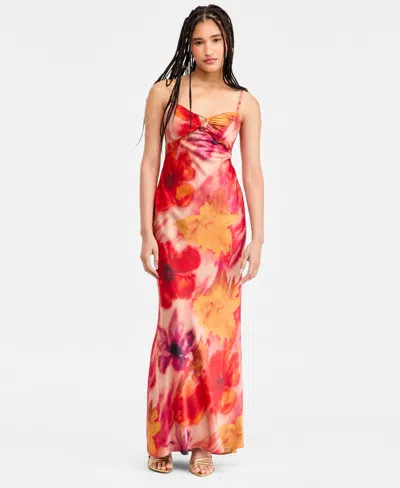 Seni & Cade Juniors' Hardware-trim Satin Slip Dress In Multi