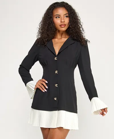 Seni & Cade Juniors' Long Sleeve Button Up Jacket Dress In Multi