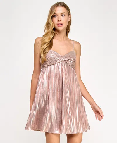 Seni & Cade Juniors' Metallic Pleated Fit & Flare Dress