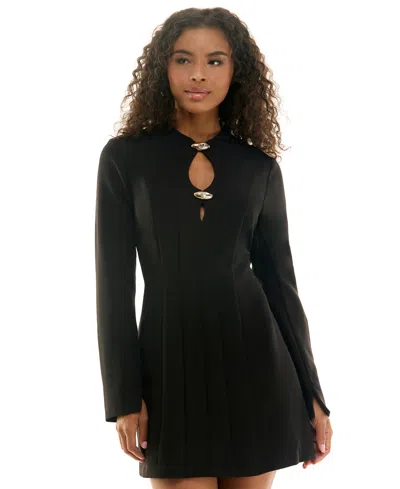 Seni & Cade Juniors' Mock Neck Mini Dress In Black