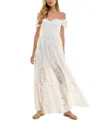 Seni & Cade Juniors' Off-the-shoulder Eyelet Maxi Dress In White