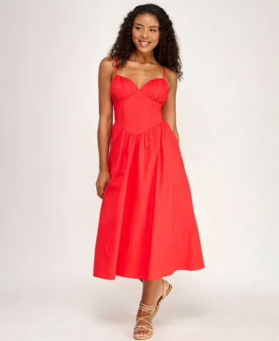 Seni & Cade Juniors' Pleated Midi Dress In Red